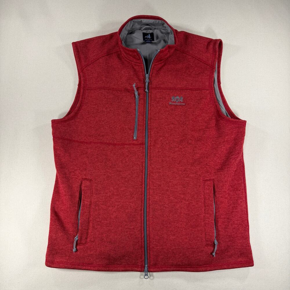 johnnie-O Wes Full Zip Fleece Vest Mens Large Red Heathered Golf Layering